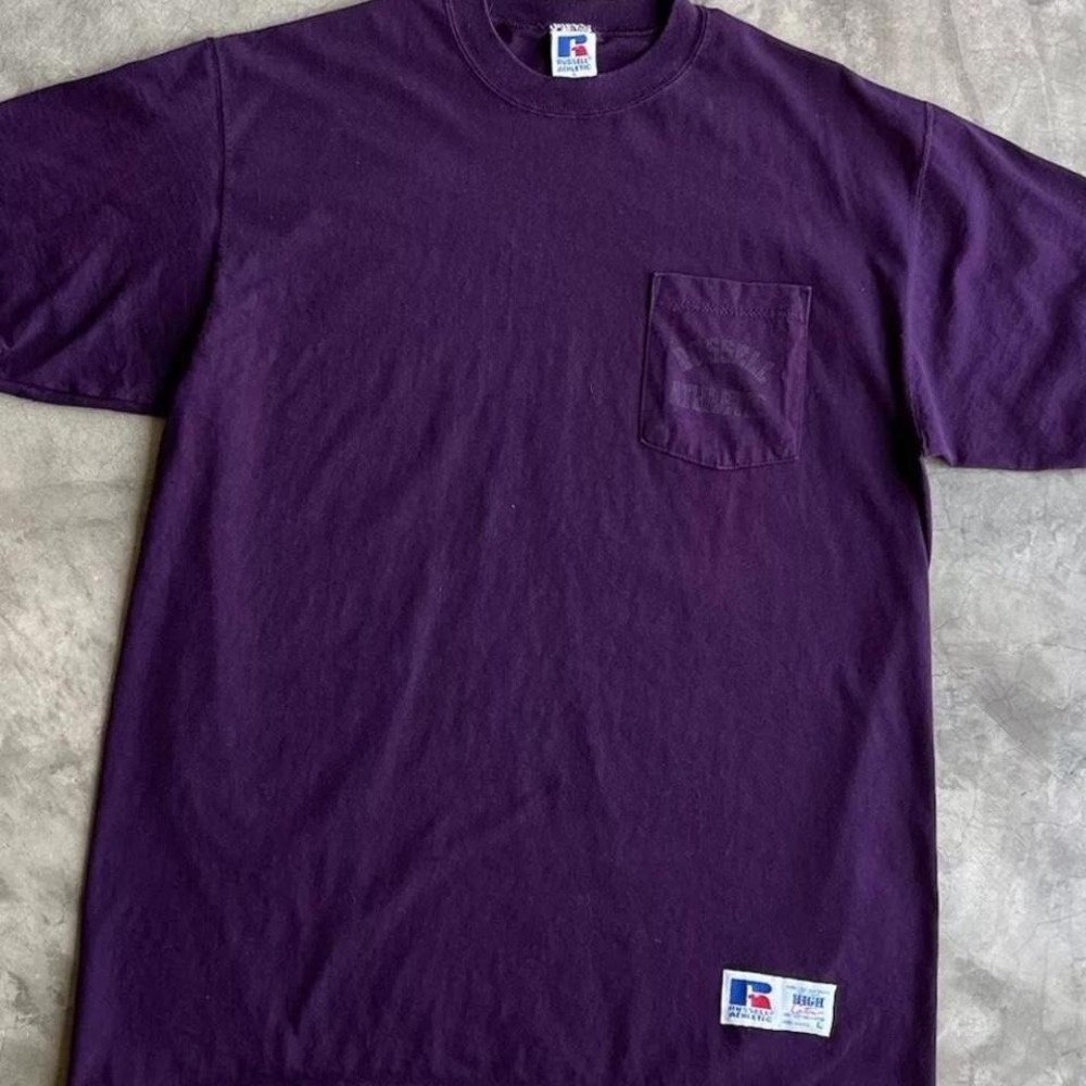 Vintage 90's Russell athletic made in USA blank tee shirt purple